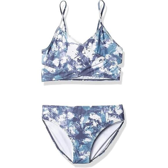 New Kanu Surf Girls Size 12 Blue Seafoam Beach Sport Wrap Around Bikini Swimsuit - Picture 1 of 3